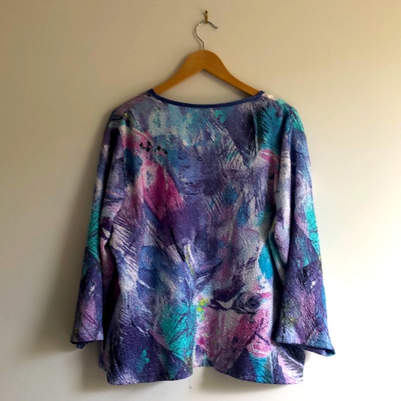 Vintage shimmery, crinkled, swishy cardigan. Size S - Picture 1 of 3